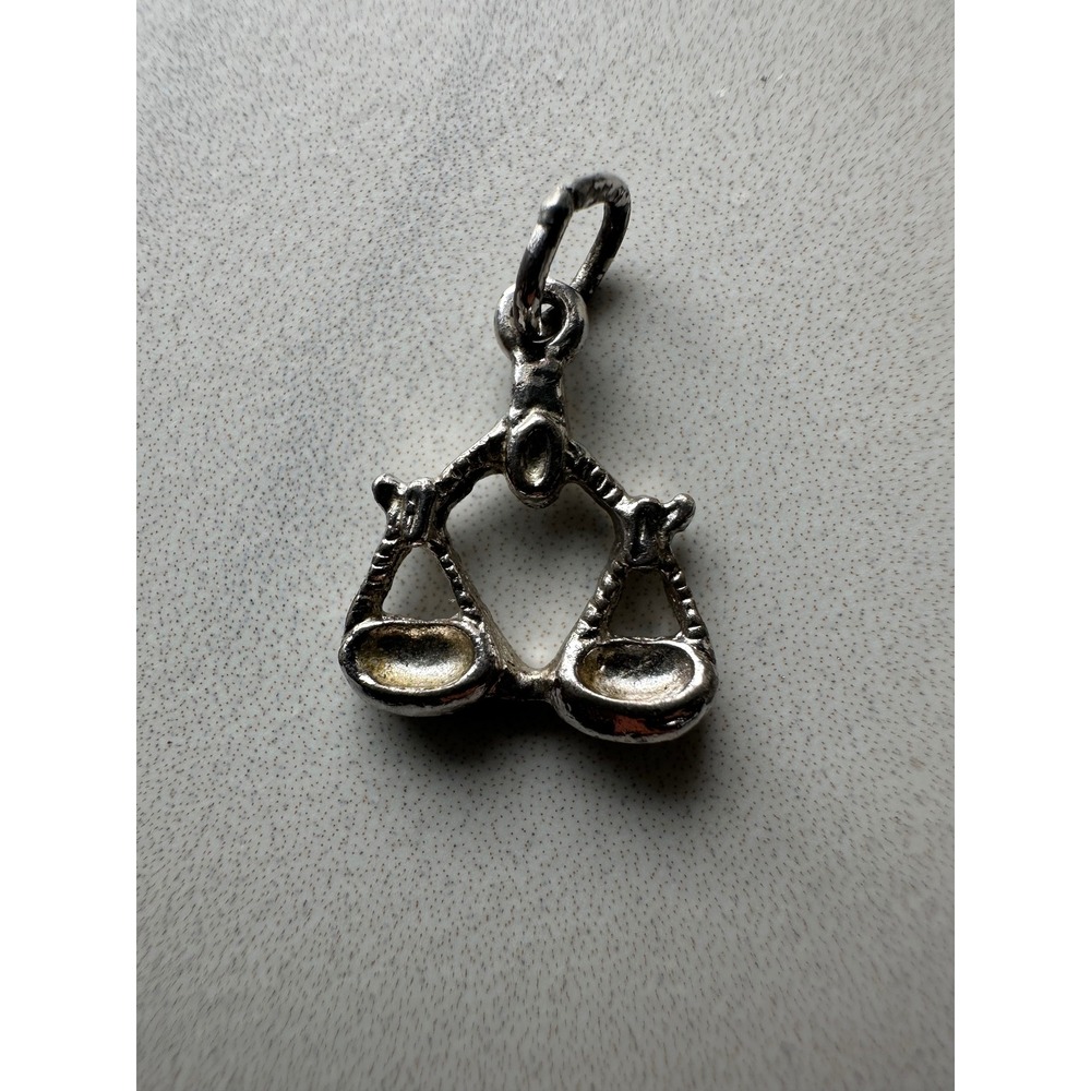 Vintage Sterling Silver 925 Libra Zodiac Scales of Justice Charm Pendant 1.1g